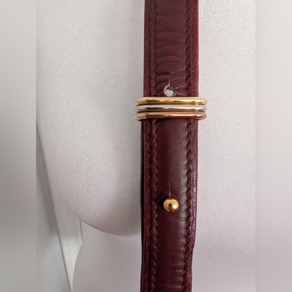 Authentic Cartier Le Must Burgundy Leather Zip-Around Crossbody w/Dustbag